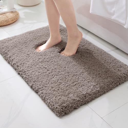 ILANGO Camel Bathroom Rugs 36" × 24" Non Slip & Super Absorbent Extra Thick Soft, Washable Bath Mat for Floor, Microfiber Plush Shaggy Bath Rug with Tub for Bathtub Shower Room Sink - color: Camel, size: 2' x 3' (24''x36'' Bathroom Rug)