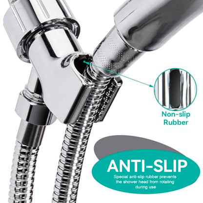 MAYYAYA Brass Ball Handheld Shower Head Holder, 59IN ShowerHead Hose,Silver | Premium ABS Bracket, 360 Degree Rotatable Brass Ball, Arm Mount&Hose Connector, Chrome 1.5m stainless steel shower hose - color: Silver