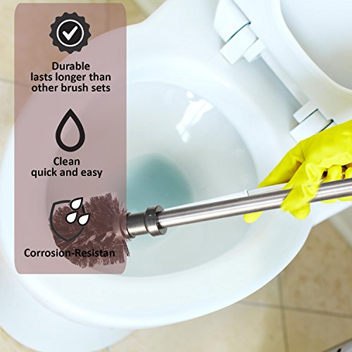 ToiletTree Products Modern Deluxe Freestanding Toilet Brush and Plunger Combo (Stainless Steel, Brush and Plunger Combo Set 4.5” x 9.75” x 18.5")