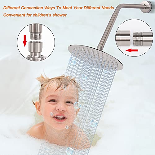Shower Head Extension Arm, Shower Extender Water Outlet- Lowers Existing, Shower Pipe Extension for Bathroom, Made of Solid Metal Stainless Steel(6 Inch, Brushed Nickel) - color: Brushed Nickel, style: 6 Inch