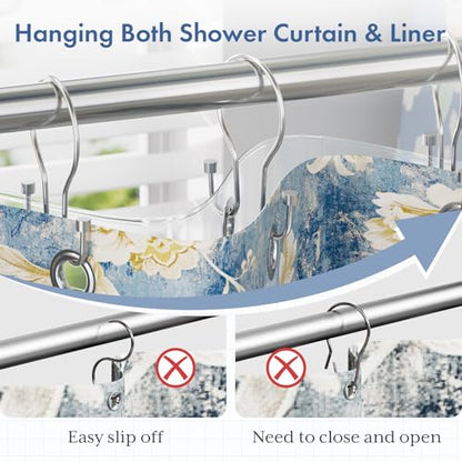 Bathway Shower Curtain Hooks Chrome Shower Curtain Rings with Cylindrical Design, 12Pcs Metal Shower Curtain Hooks Rust Proof, Smooth Glide Double Shower Hooks Rings for Shower Curtain - color: Chrome, style: Minimalist Shower Hooks with Cylinders