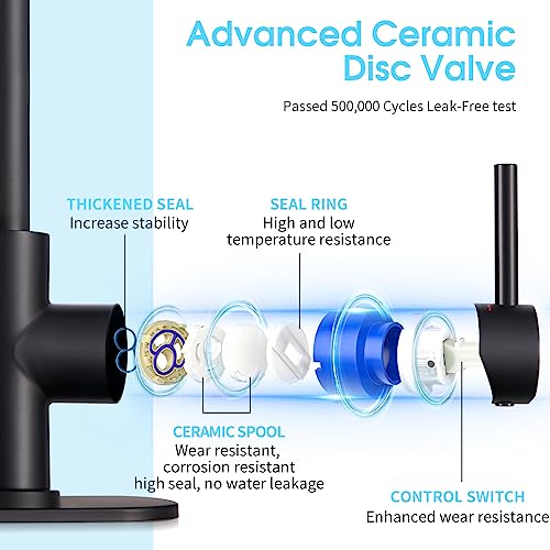 CREA Black Bathroom Faucet Brushed Nickel, Prep Wet Bar Sink Faucet Stainless Steel Single Hole Small Kitchen Faucet with 4 Inch Deck Plate, Mini Faucet Outdoor Tap for Farmhouse Vanity Sink Lavatory - color: Matte Black
