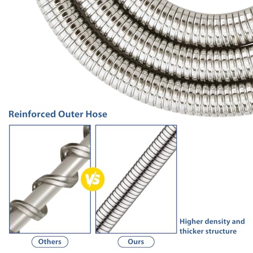 GRICH Shower Hose Extra Long: 71 Inch Metal Cord High-Density Anti-Leak Stainless Steel Shower Head Hose Replacement, Ultra-Flexible & Durable Bathroom Pipe with Brass Insert & Nut, Brushed Nickel - color: Brushed Nickel