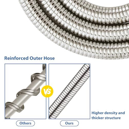GRICH Shower Hose Extra Long: 71 Inch Metal Cord High-Density Anti-Leak Stainless Steel Shower Head Hose Replacement, Ultra-Flexible & Durable Bathroom Pipe with Brass Insert & Nut, Brushed Nickel - color: Brushed Nickel