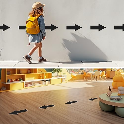 EVQ Arrow Floor Sticker Black 10 x 5 Inch Self-Adhesive Vinyl Decal 20 PCS | Removable Waterproof Large Directional Arrow Floor Sign for Concrete Warehouse Office - color: Black 10"×5"
