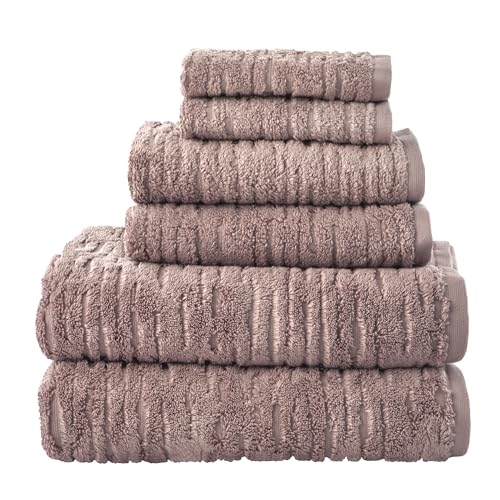 SKL Home CloudSoft 100% Cotton Luxury 6-Piece Towel Set, 600 GSM, Ultra Plush & Absorbent - 2 Bath Towels, 2 Hand Towels, 2 Washcloths, Clay - color: Clay, style: 6-Piece Towel Set