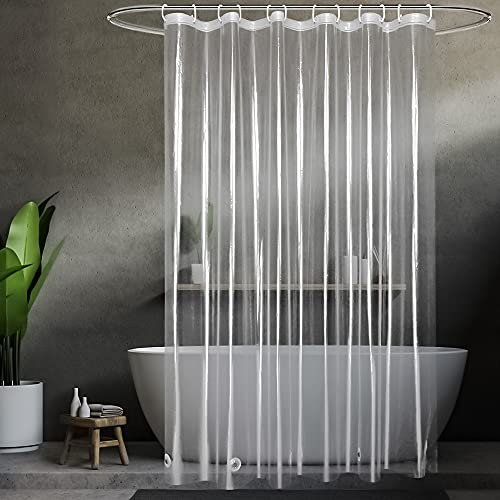 UFRIDAY 9G Thick Extra Long Clear Shower Curtain Liner, 72 X 84 inch Heavy Duty Waterproof EVA Shower Curtain Liner with 5 Bottom Magnets and 12 Grommet Holes, Transparent - size: 72"W x 84"L (Pack of 1)