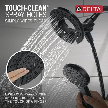 Delta Faucet Albion 14 Series Single-Handle Shower Faucet, Black/Gold Shower Trim Kit with In2ition 2-in-1 Dual Hand Held Shower Head, Matte Black/Champagne Bronze T142855-GZ-I (Valve Not Included) - color: Matte Black & Champagne Bronze