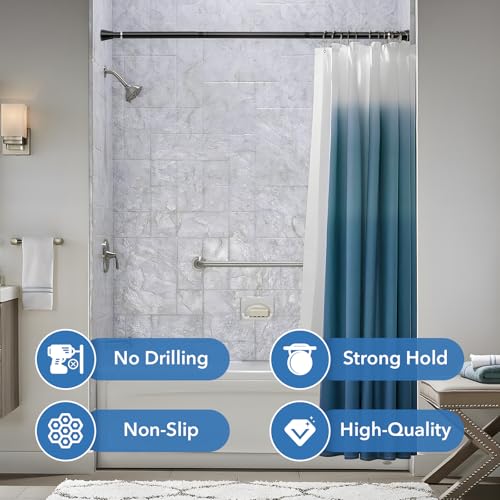 2 Pack Black Shower Curtain Rod - Adjustable 45-77 inch Tension Curtain Rod, Spring loaded Curtain Rod for Bathroom Window - color: Black, size: 45 to 77 inch-2pcs
