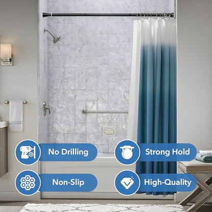 2 Pack Black Shower Curtain Rod - Adjustable 45-77 inch Tension Curtain Rod, Spring loaded Curtain Rod for Bathroom Window - color: Black, size: 45 to 77 inch-2pcs