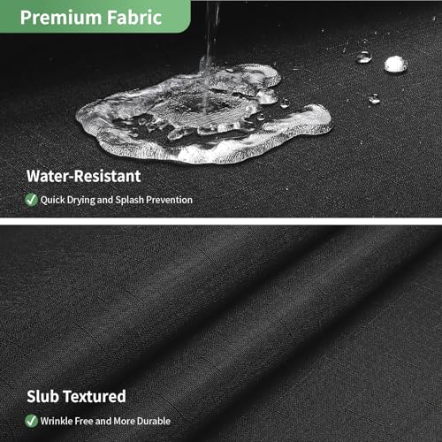 eachope Black No Hook Shower Curtain with Snap-in Fabric Liner Set,Slub Textured Fabric Shower Curtains for Bathroom,Hotel Style Modern Shower Curtain,Water Repellent & Washable,71x74(72) | Hotel Style Fabric with See-Through Top Window, Water Repellent &