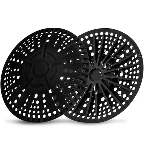 ZOOY Shower Drain Hair Catcher, 2 Pack 5.5 Inch Silicone Large Drain Cover, Bathroom Hair Drain Catcher, Flat Anti-Clog Hair Trap for Shower, Bathtub, Tub & Sink Hair Strainer(Black) - color: Black