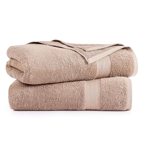 LANE LINEN Large Bath Sheet Set Oversized Soft Absorbent Quick Dry - Taupe | Bath Sheets Set - OEKO-TEX Certified, Ring-Spun Durability, Generously Sized, Oversized & Roomy, Lightweight & Breathable - color: 08: Taupe, size: 2 Piece Bath Sheets