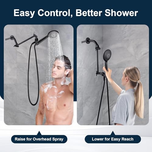 BRIGHT SHOWERS Brass Shower Head Extension Arm for Rain and Handheld Shower Head, 10 Inch Universal Shower Arm Extender, Height & Angle Adjustable, Oil-Rubbed Bronze - color: Oil Rubbed Bronze, style: 10 Inch