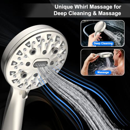 Dual Rainfall Shower Head With Handheld Showerhead, High Pressure Shower Head With Handheld Spray Combo, 8-Mode Showerhead with Adjustable Extension Arm, 71 Inch Hose & Suction Cup Holder, Starlight - color: Starlight