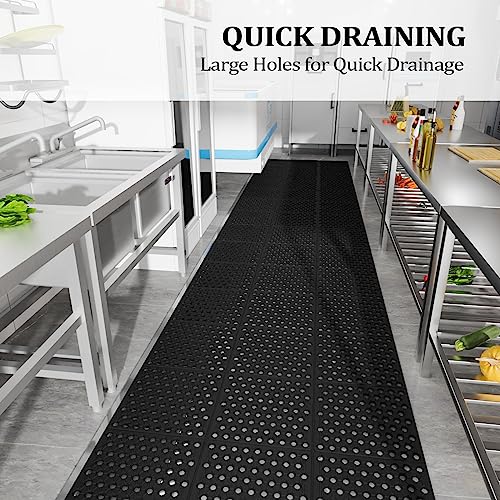 ROVSUN Rubber Floor Mat with Holes, 3x20 FT Hollow Large Mat Roll, Anti-Fatigue/Non-Slip Drainage Mat, for Industrial Kitchen Restaurant Bar Bathroom, Indoor/Outdoor - size: 36x236 in.(3x20 ft)