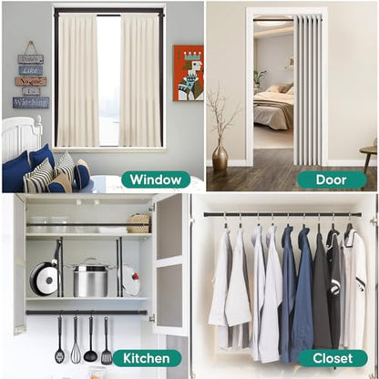 Shower Curtain Rod, No Drill Spring Tension Curtain Rods for Windows, Bathroom, Closet, Non-Slip, Anti-Rust, 0.87" Diameter - color: black, size: 28"-77" 1pcs