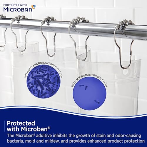 Kenney MB61122PK2 Microban Protected Lightweight 2.8 Gauge Waterproof PEVA Shower Curtain Liner with Durable Eyelet Hang Holes and Weighted Magnetic Hem for Bathroom, 70" W x 72" H, Clear, 2-Pack - color: Clear