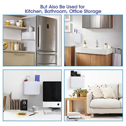 Picowe 3 PCS Magnetic Laundry Storage, Magnetic Storage Box for Laundry Room, Kitchen, Bathroom, Office, Space-Saving Trash Container Hanging on Dryer, Washer or Wall Mount Trash Bin (White) - size: L+ M + S - White