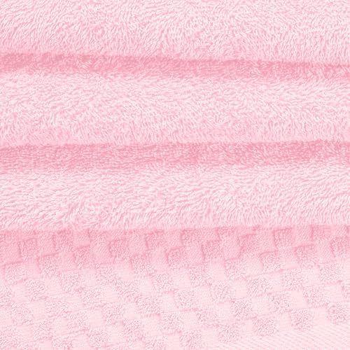 MyOwn Ultra Soft 3 Pack Cotton Towel Set, Contains a Bath Towels 28x55 inch, a Hand Towels 16x24 inch & a Wash Coths 12x12 inch, Ideal Everyday use, Compact & Lightweight - Pink - color: Pink, size: 3 Pack Set