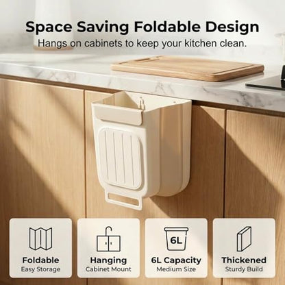 Foldable Hanging Trash Can, 6/11 L Kitchen Compost Bin for Under Sink, Plastic Wall-Mounted Garbage Can for Household, Office and Outdoors (Medium-6L) - color: Medium-6L