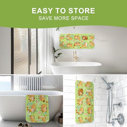Baby Bath Mat for Tub Non Slip Kids, BPA Free Extra Long Bathtub Mat 40x16 with Drain Holes and 200 Suction Cups, Non Toxic Machine Washable Toddler Bath Mat, Eco-Friendly Certified - color: Green Deer