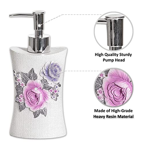 Zahari Home 4pc Michelle Bathroom Accessories Sets Lotion Pump, Tumbler, Tooth Brush Holder and Soap Dish Unique Design Floral Bathroom Set - color: Michelle, style: 4 Piece Set