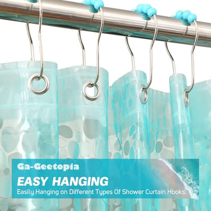 Ga-Geetopia EVA Teal Thin Shower Curtain Liner, Pebble Pattern 72x72 Inch Lightweight Plastic Bathroom Shower Showroom Inner Curtain with Rustproof Metal Grommets and Weighted Magnets(NO Hooks) - color: Teal, size: 72"W x 72"L (Pack of 1)