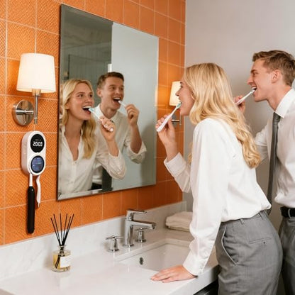 iHave UV Toothbrush Sanitizer Holder 2 Slots Wall Mounted Wave Sensor Auto - color: White