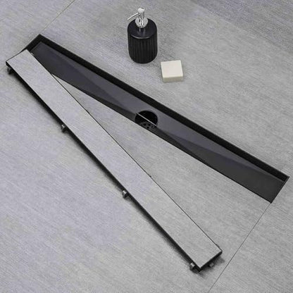 SaniteModar Linear Shower Drain 18 inch Matte Black with Tile Insert Panel | AISI 304 Stainless Steel Black Linear Dain Rectangle Shower Floor Drain with Hair Strainer and Leveling Feet - color: Black Tile Insert Grate, size: 18 inch