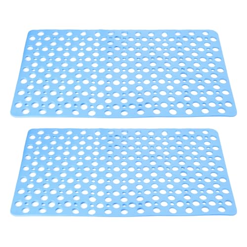 HARFINGTON 2pcs Nonslip Bathtub Mat 29.5"x17" TPE Anti-Slip Washable Tub Shower Mats with Suction Cups and Drain Holes for Bathroom Kitchen Bathtub Treads Stairs, Blue