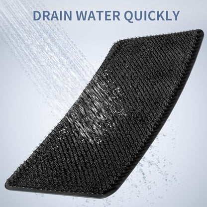 Yolife Shower Foot Scrubber Mat, Anti-Slip Bath Mat with Scrub Bristles, Soft Shower Foot Massager with Strong Suction Cups for Soothe Achy Feet, 25.6" x 13.4" - color: Black, size: 25.6" x 13.4" (Rectangular)