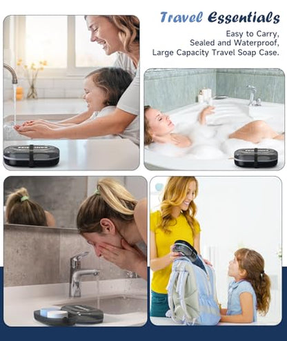 Doter Leakproof Travel Soap Dish with Lid - Draining Soap Bar Holder for Bathroom, Shower, Gym, School, Camping, Vacation, Outdoor - color: Black