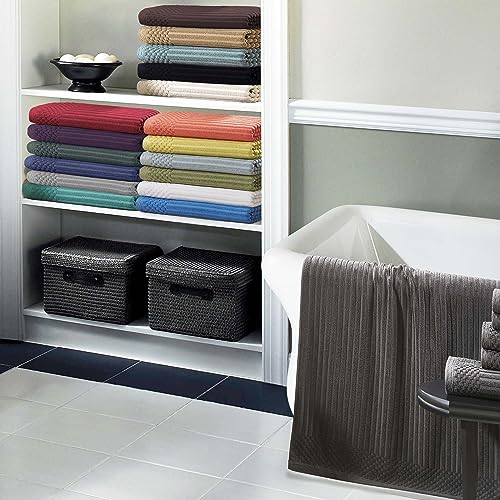 Superior Cotton 2-Piece Solid and Ribbed Bath Sheet Set, Bath Sheets- 34" x 68", Basil - color: Basil, size: Bath Sheet 2-Pack