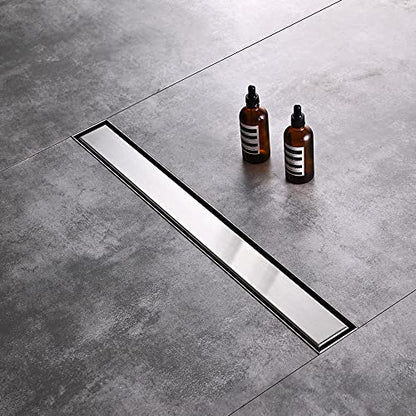 AVSIILE Linear Shower Floor Drain, 36 Inch Brushed Nickel 304 Stainless Steel Bathroom Drains Kit, Rectangular Shower Trench Drain with Reversable Tile-in Pattern Drain Cover & Hair Catcher - color: Brushed Stainless, size: 36 Inch
