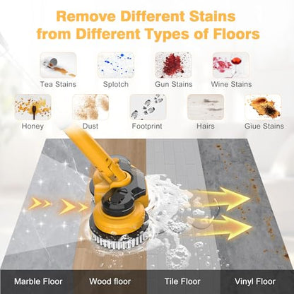 Cordless Electric Mop for Dewalt 20V Battery (NO Battery), 2 in 1 Spin Mop & Electric Floor Scrubber Machine with LED Light & Water Spray, 800 RPM Rotating Electric Mops for Floor