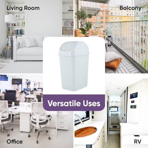 Superio Medium Trash Can with Lid 4.5 Gallon Plastic Swing Top Garbage Can Slim Waste Bin for Under Sink/Cabinet, Laundry Room, Kitchen, Office, Bedroom, Bathroom, College Dorm, 18 Qt, White - size: 4.5 Gallon, style: 1 Pack