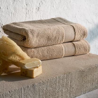 BAGNO MILANO Turkish Towels Hotel-Spa Towel Set, 100% Turkish Cotton | Ultra Soft Plush Absorbent Towels Set (Latte, Bath Towel Set of 2) - color: Latte, size: Bath Towel Set of 2