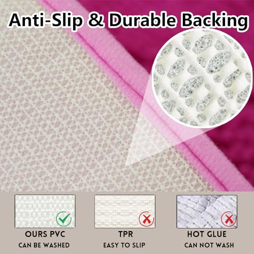Valentine's Day Bathroom Mat Bathroom Rugs Chenille, Extra Thick and Absorbent, Non-Slip, Machine Washable, Dry Quckily, Soft Cozy Plush, Used Under Shower Bathtub and Sink, Hot Pink - color: Rose, size: 20 x 32 inch + 20 x 20 inch (U-Shape)