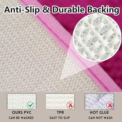 Valentine's Day Bathroom Mat Bathroom Rugs Chenille, Extra Thick and Absorbent, Non-Slip, Machine Washable, Dry Quckily, Soft Cozy Plush, Used Under Shower Bathtub and Sink, Hot Pink - color: Rose, size: 20 x 32 inch + 20 x 20 inch (U-Shape)