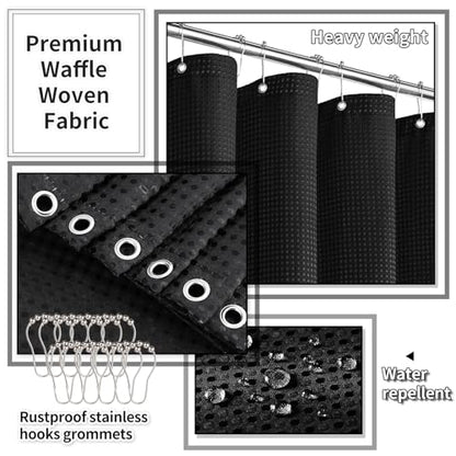 XLHOMO 26PC Bathroom Accessories Set - Gorgeous Black Bathroom Set, Bathroom Accessory Set, Black Shower Curtain Set with Bathtub Mats for Shower Tub - size: Bath Set+Bathtub Mat+Shower Curtain&Rugs, style: Black&Silver
