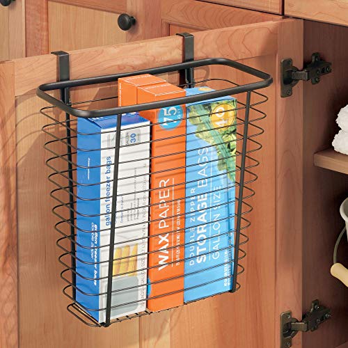 iDesign Steel Over-The-Cabinet Waste Basket or Storage Bin, The Axis Collection, 7.1" x 12.2" x 14.2", Bronze - color: Bronze