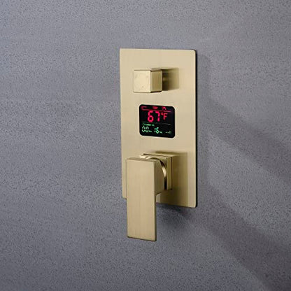 Cascada Digital 12” Wall Mounted Shower System with Single Handle & LCD Display, 3 Functions (Rainfall, Body jets & Handheld) (Matt Black) - color: Matt Black