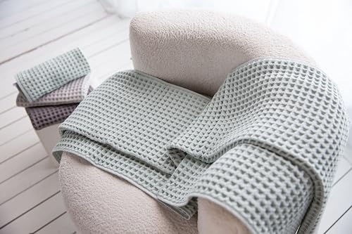Waffle Cotton Bath Towels-100% Turkish Cotton, Quick Dry, Ultra Soft, Premium Absorbent, Weave Design, Fast Drying-2 Pieces Bath Towel Set (1 Large Bath Towel and 1 Hand Towel) (Sage) - color: Sage