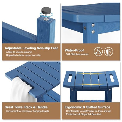 HIPS Shower Benches for Inside Shower, Shower Stool with Space-Efficient Storage Shelf, Waterproof Shower Chair Seat for Spa Bathroom(Navy Blue) - color: Navy Blue