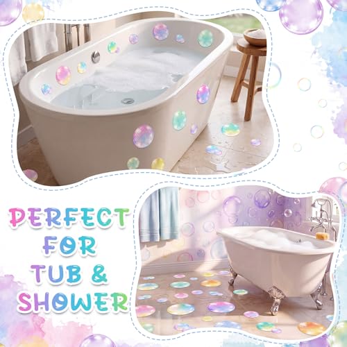 Fullhawl 30 Pcs Watercolor Bubble Non Slip Shower Stickers, Bathtub Safety | 30 Watercolor Bubble Designs, Colorful Non Slip Texture, Easy Application Creates a Fun and Safer Bath Time Space - style: Watercolor Bubble