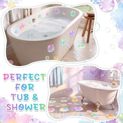 Fullhawl 30 Pcs Watercolor Bubble Non Slip Shower Stickers, Bathtub Safety | 30 Watercolor Bubble Designs, Colorful Non Slip Texture, Easy Application Creates a Fun and Safer Bath Time Space - style: Watercolor Bubble