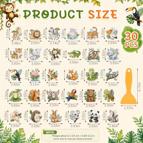 Fullhawl 30 Pcs Safari Animal Non Slip Bathtub Stickers Colorful Safari Animal Anti Slip Shower Stickers Shower Floor Nonslip Sticker Applique Adhesive Decals Treads with Scraper for Bathtub Bathroom - style: Safari Animal