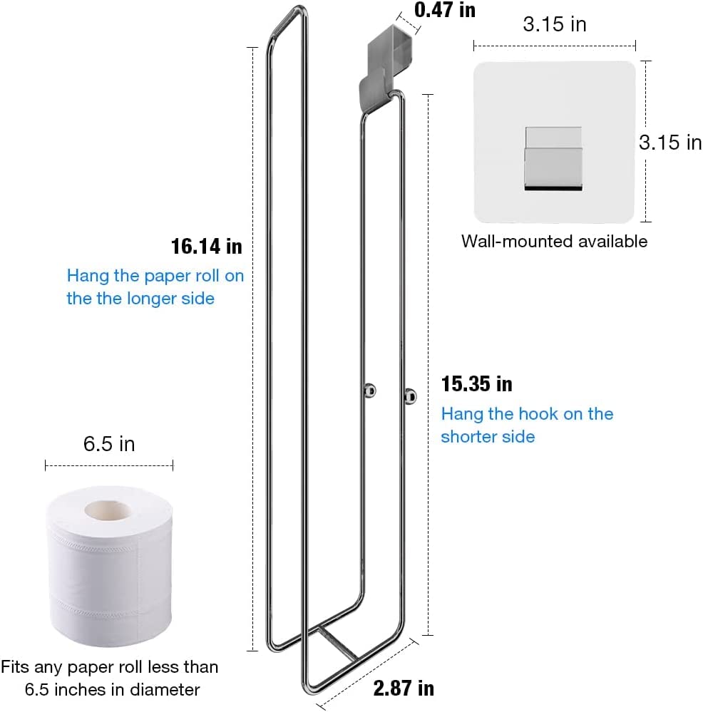 2Pcs Over The Tank Toilet Paper Holder for 4 Roll Tissue，Bathroom Toilet Paper Roll Storage Holder Wall Mount Brushed Nickel,Metal Hanging Toilet Paper Holder Dispenser,Organizer | Bathroom Toilet Paper Roll Storage Holder Wall Mount Brushed Nickel,Metal