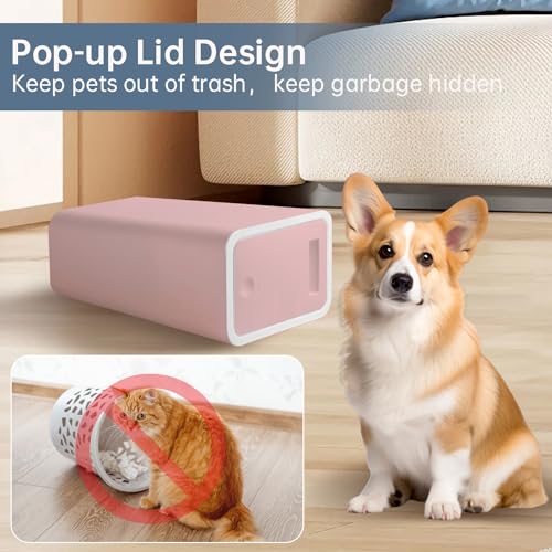 2 Pack Pink Slim Space-Saving Trash Can with Press Top Lid, 15L 4 Gallon Cute Durable Plastic Garbage Bin for Kitchen, Bathroom, RV, Office, Small Container Wastebasket for Narrow Spaces (Pink)